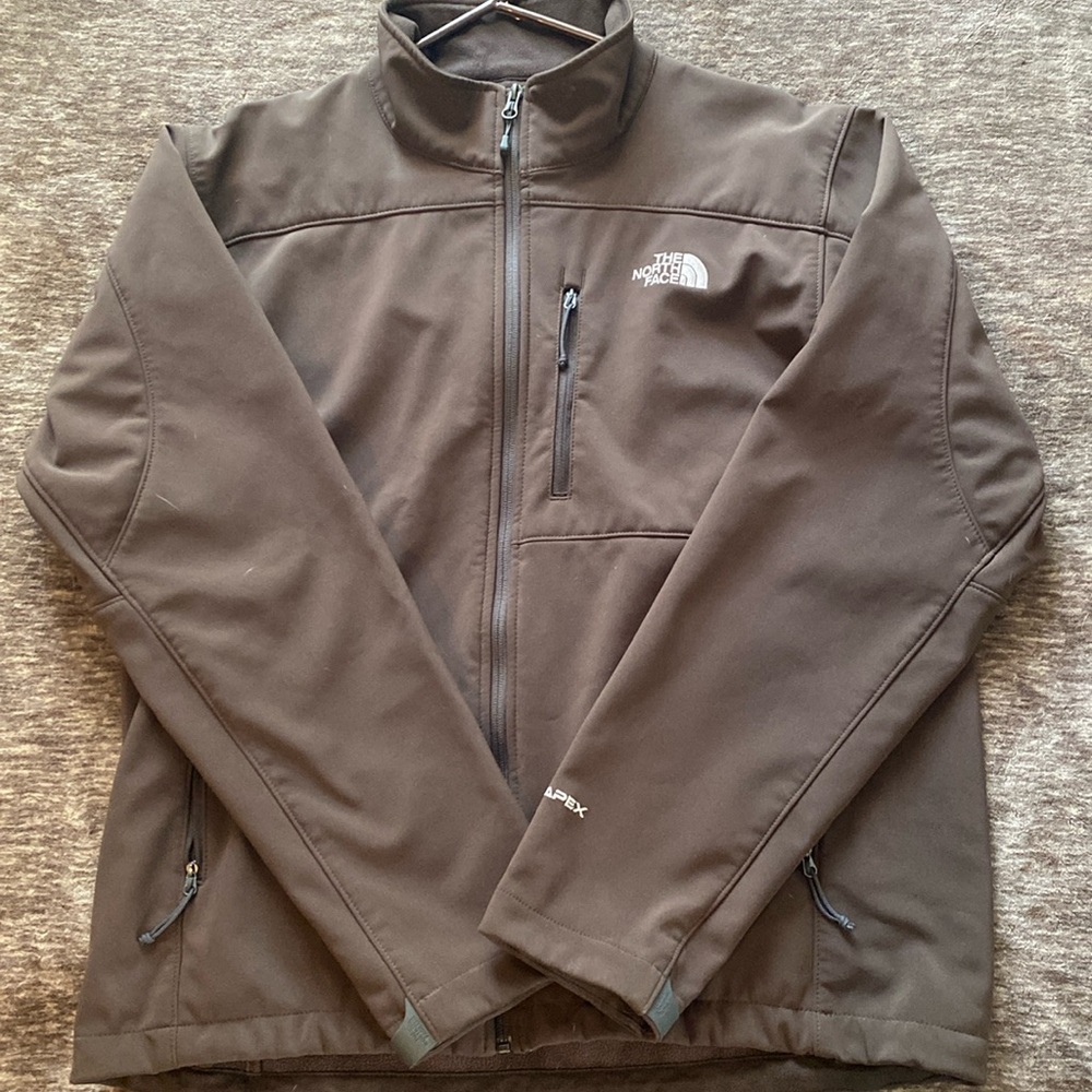 The North Face TNF Apex soft shell jacket brown.  Size large.